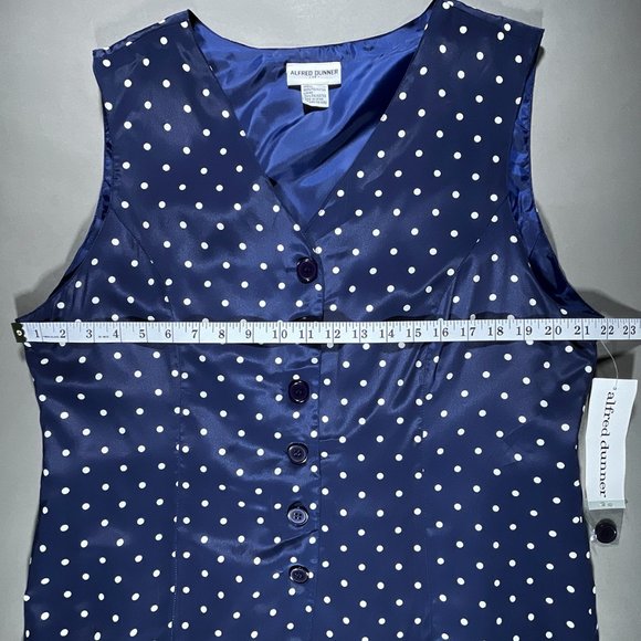 NWT Alfred Dunner Vest Navy with White Polkadots Size 14 - Picture 6 of 11
